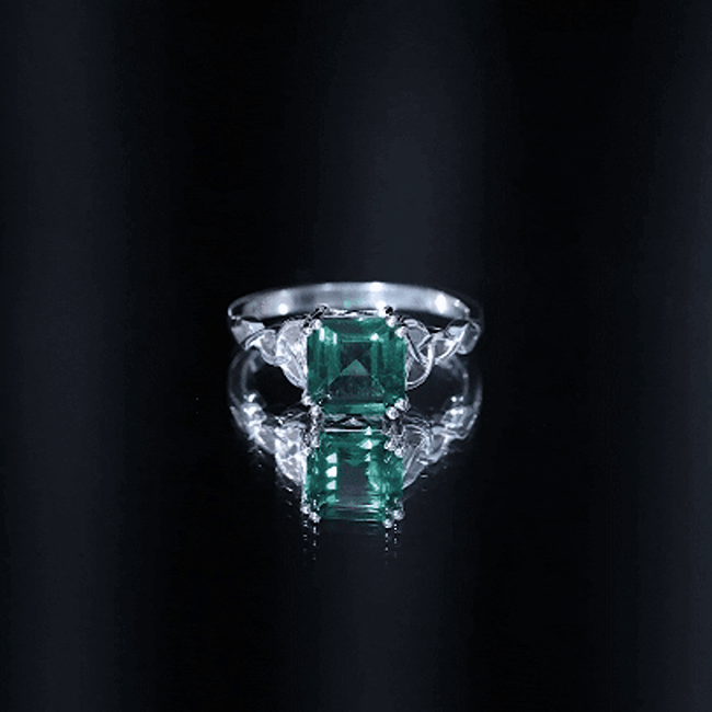 Certified Asscher Cut Lab Grown Green Sapphire Solitaire Celtic Engagement Ring