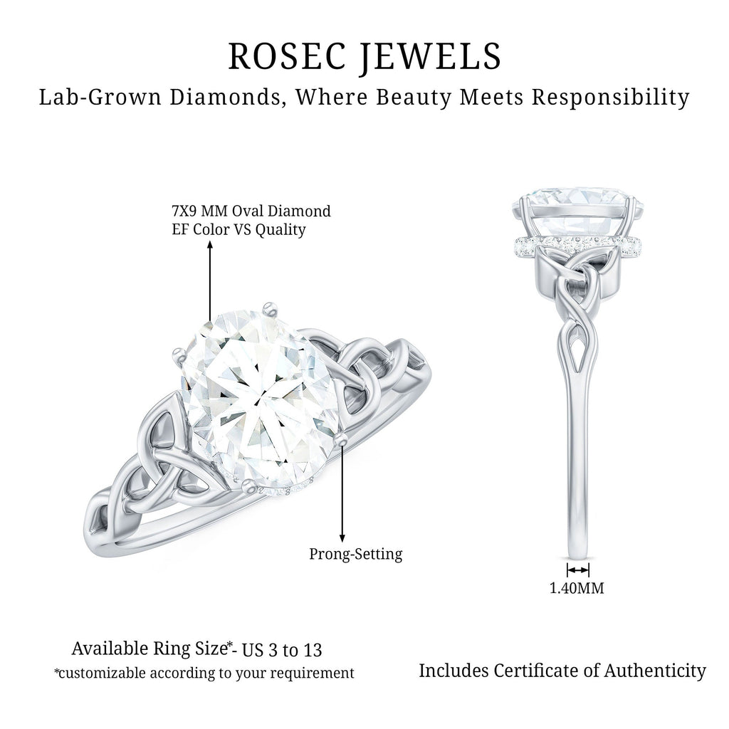 Oval Lab Grown Diamond Hidden Halo Engagement Ring