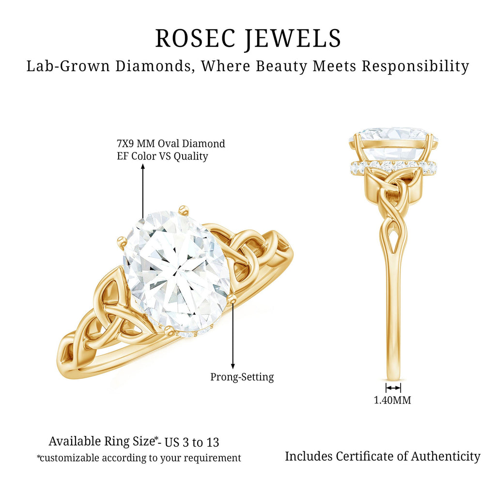 Oval Lab Grown Diamond Hidden Halo Engagement Ring