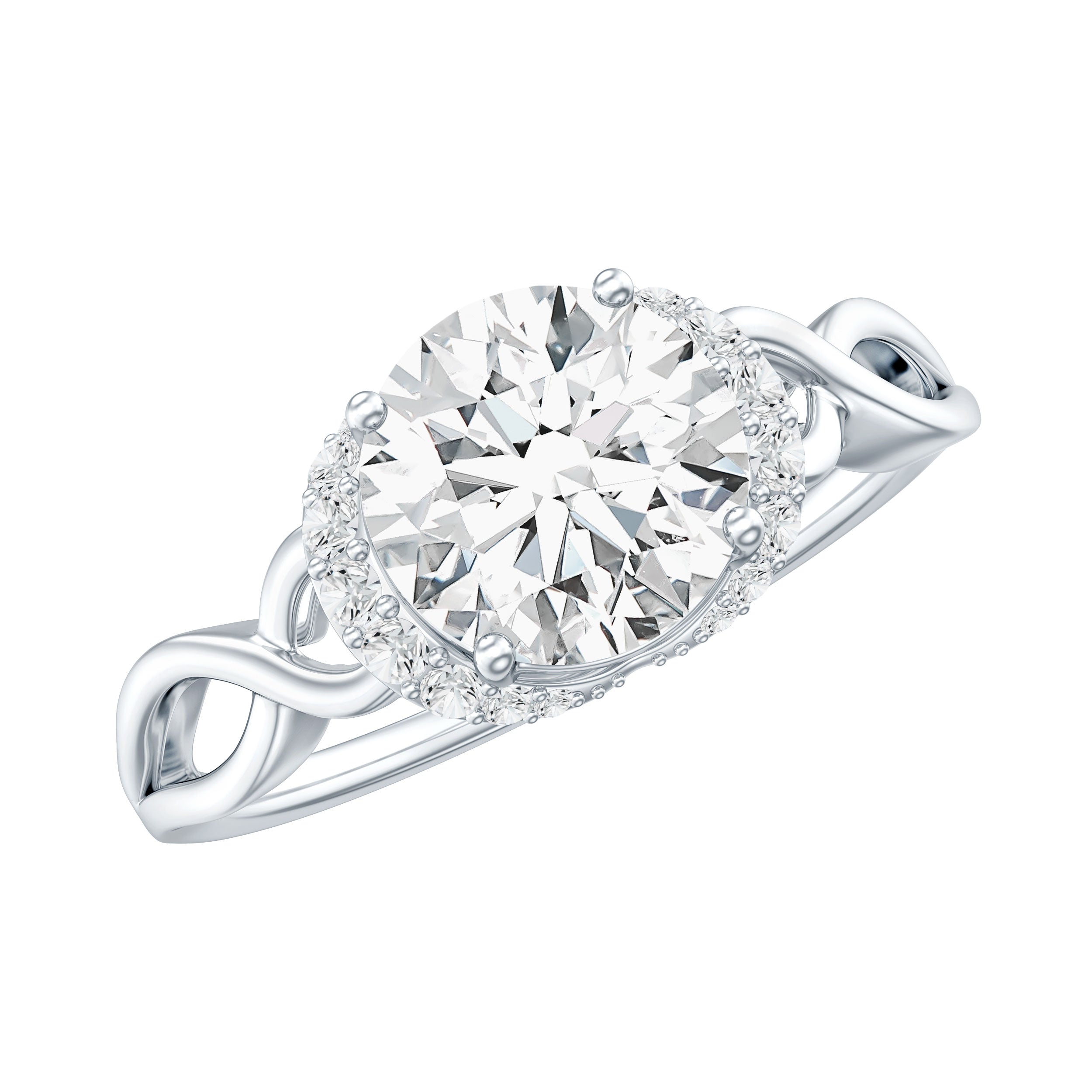 7 MM Round Lab Created Diamond Solitaire Infinity Ring for Her