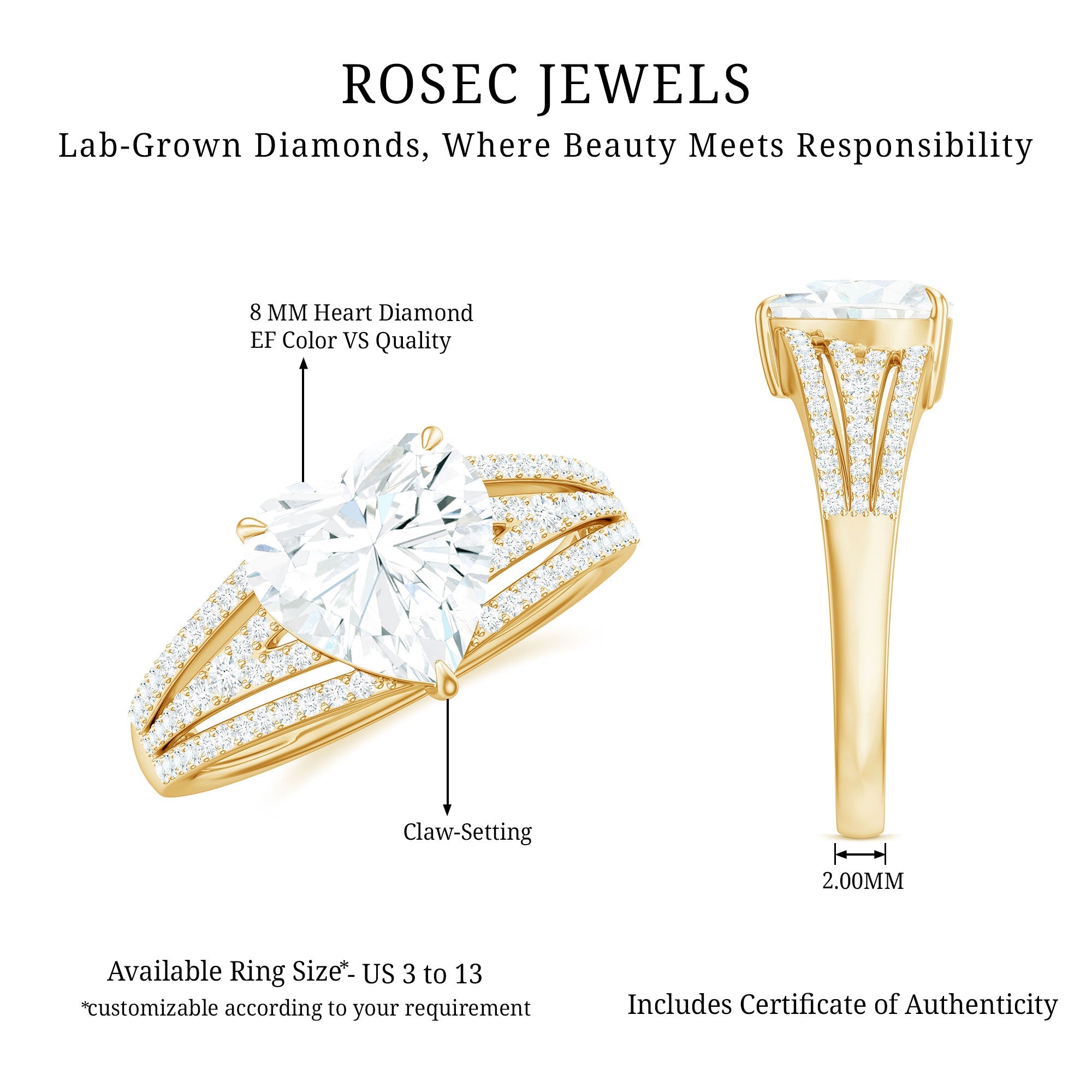 2 Carat Lab Created Diamond Heart Engagement Ring