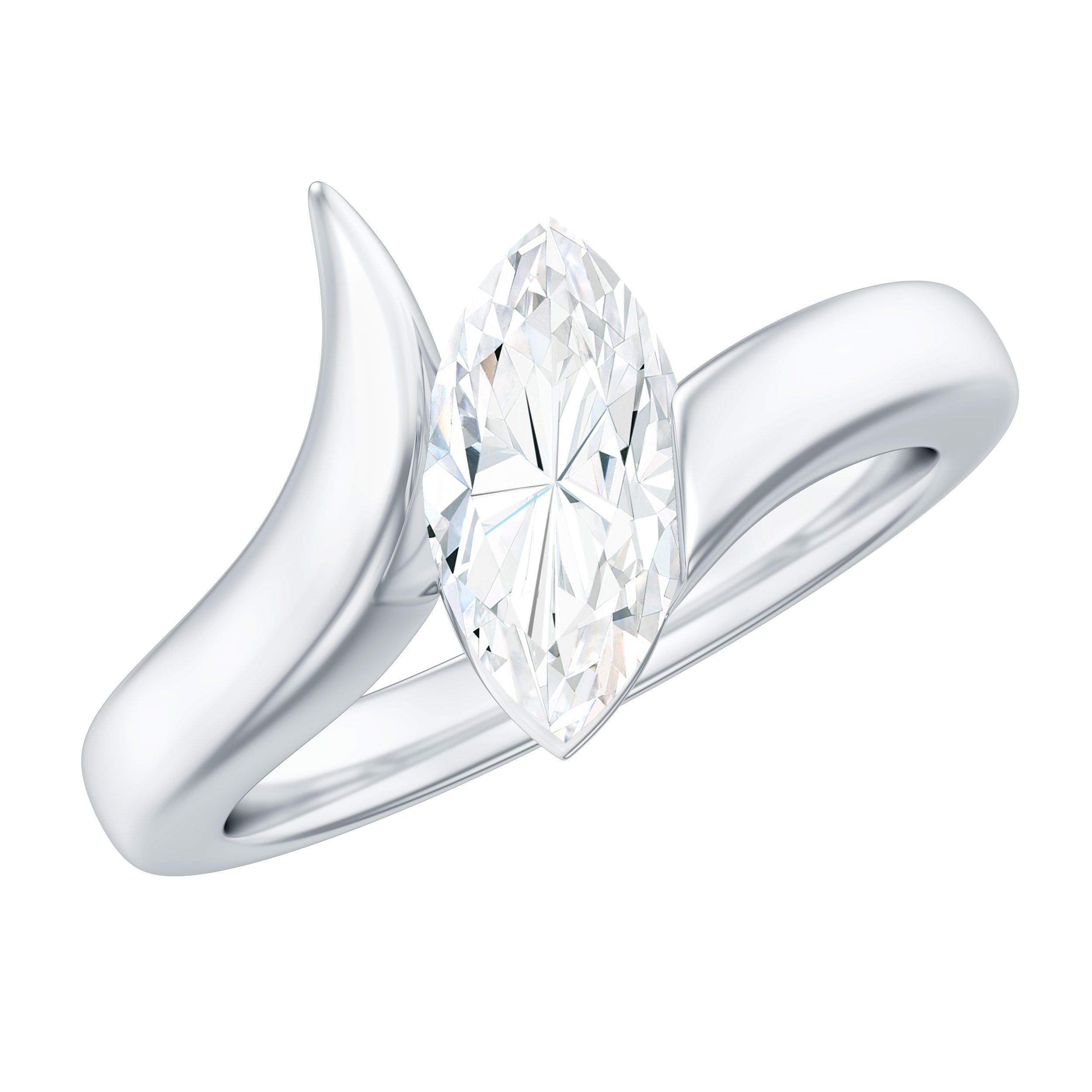 Lab Diamond 5X10 MM Marquise Engagement Ring in Tension Mount Setting