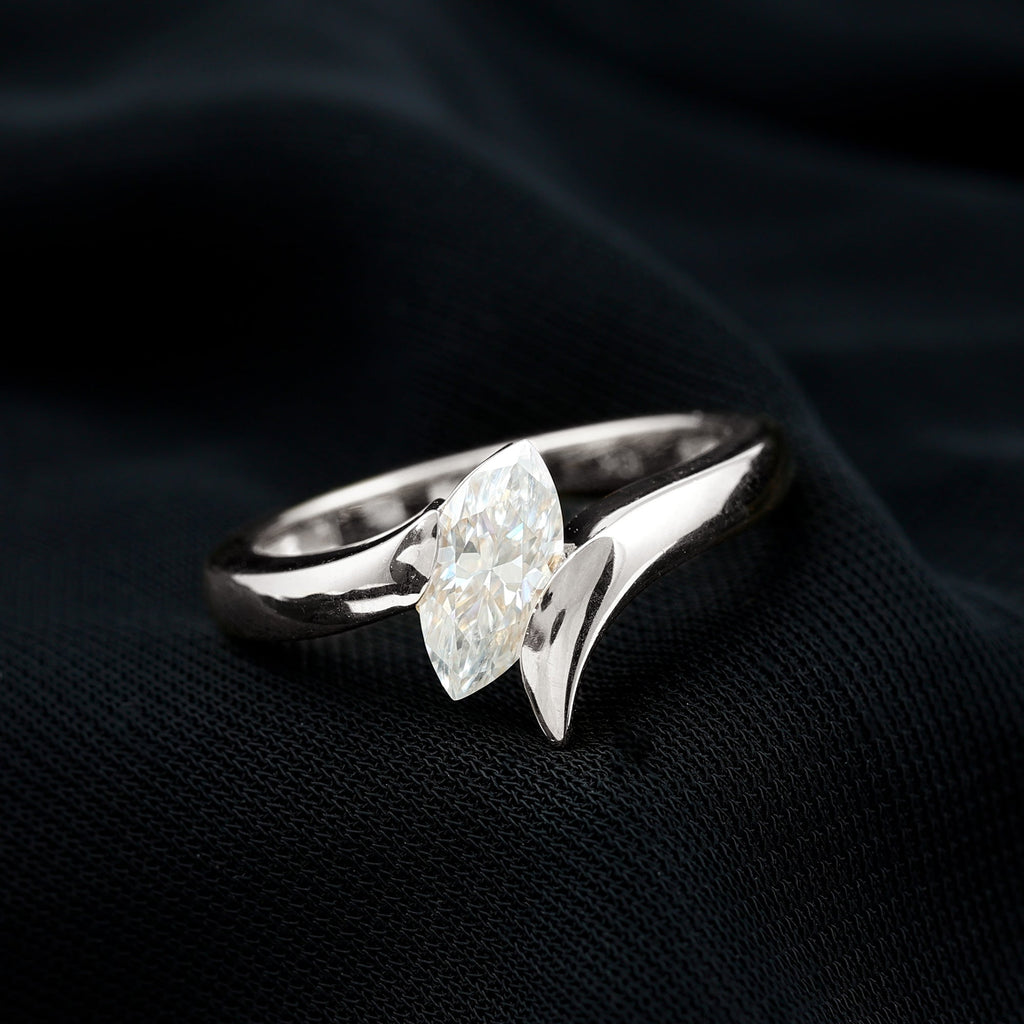 Lab Diamond 5X10 MM Marquise Engagement Ring in Tension Mount Setting