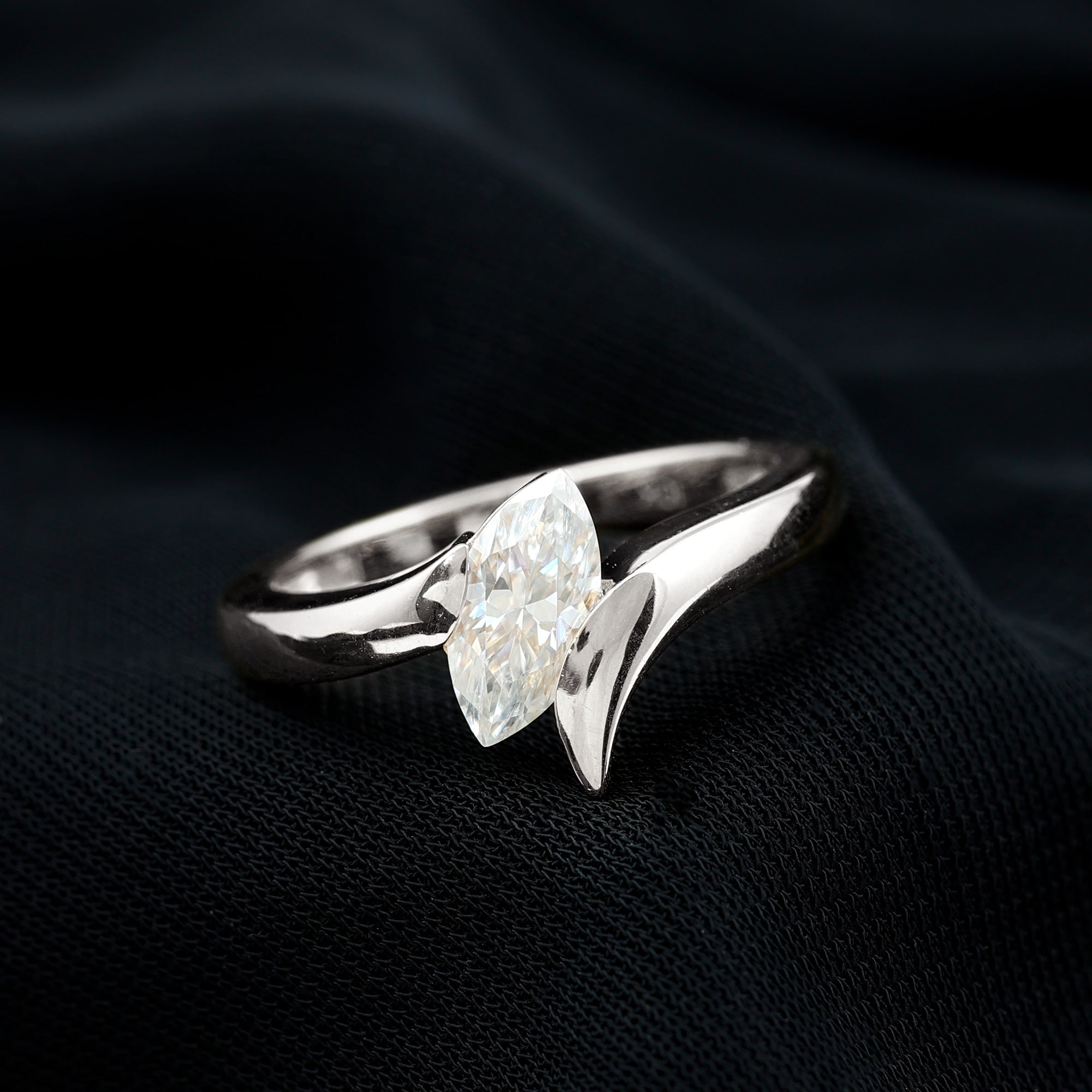 Lab Diamond 5X10 MM Marquise Engagement Ring in Tension Mount Setting