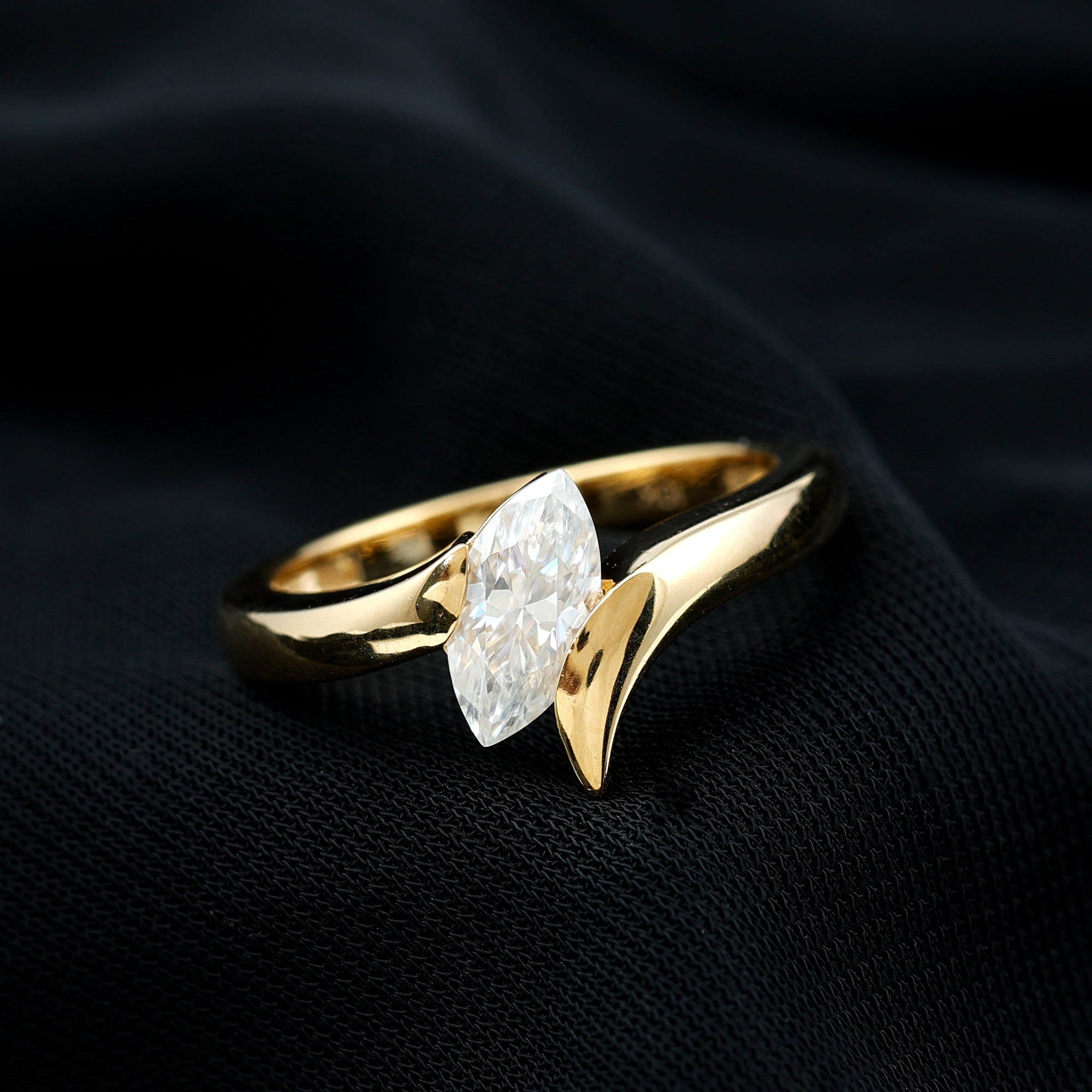 Lab Diamond 5X10 MM Marquise Engagement Ring in Tension Mount Setting