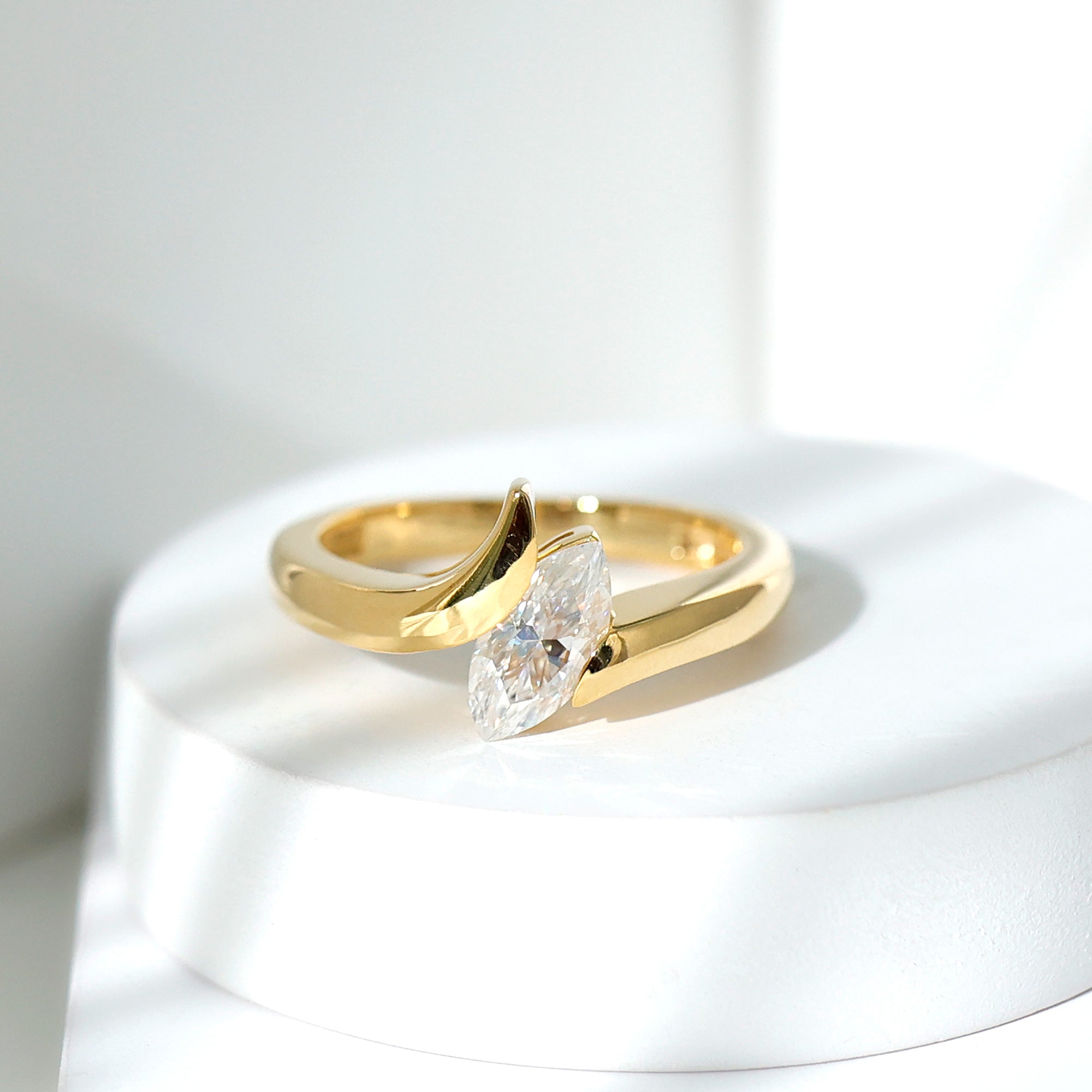 Lab Diamond 5X10 MM Marquise Engagement Ring in Tension Mount Setting