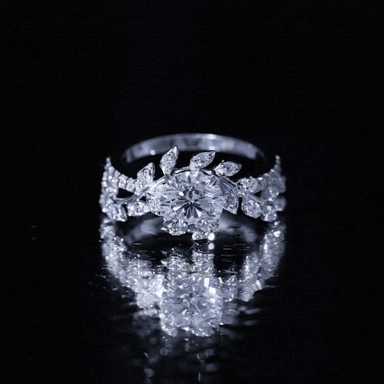 Round Cut 7 MM Lab Grown Diamond Flower Engagement Ring