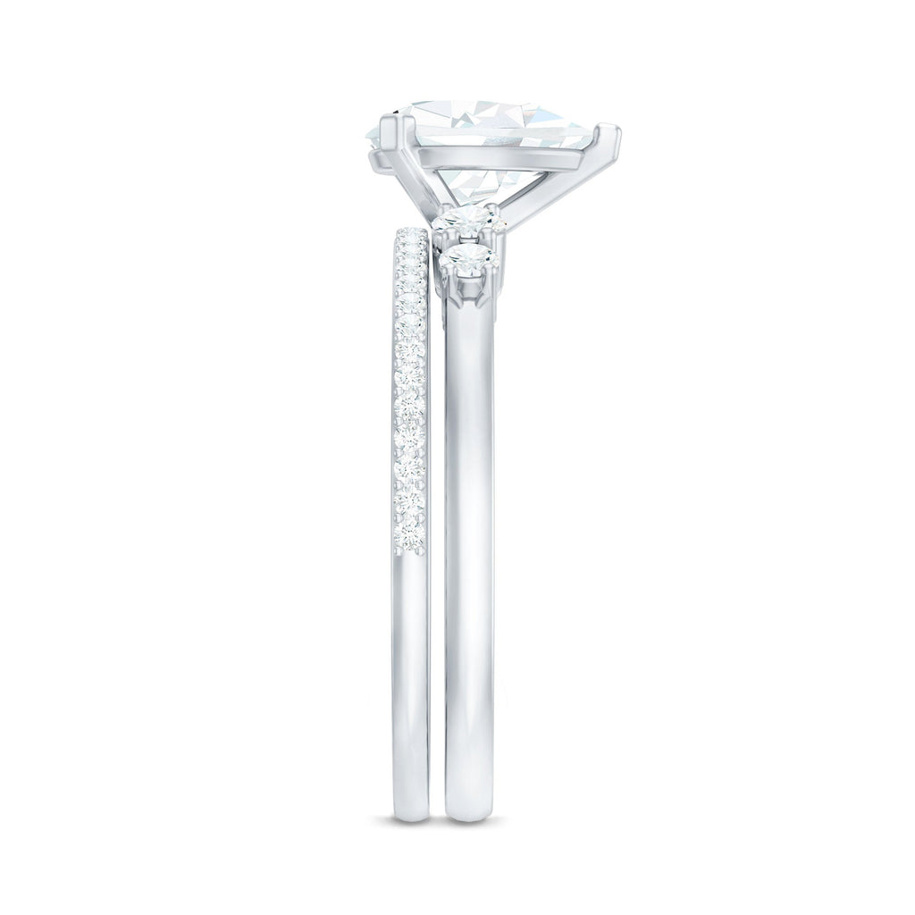 Certified Lab Grown Diamond 6X8 MM Teardrop Bridal Ring Set