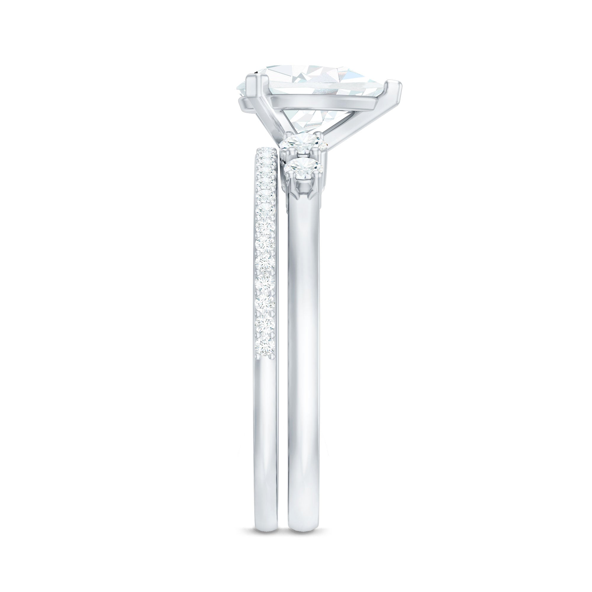 Certified Lab Grown Diamond 6X8 MM Teardrop Bridal Ring Set