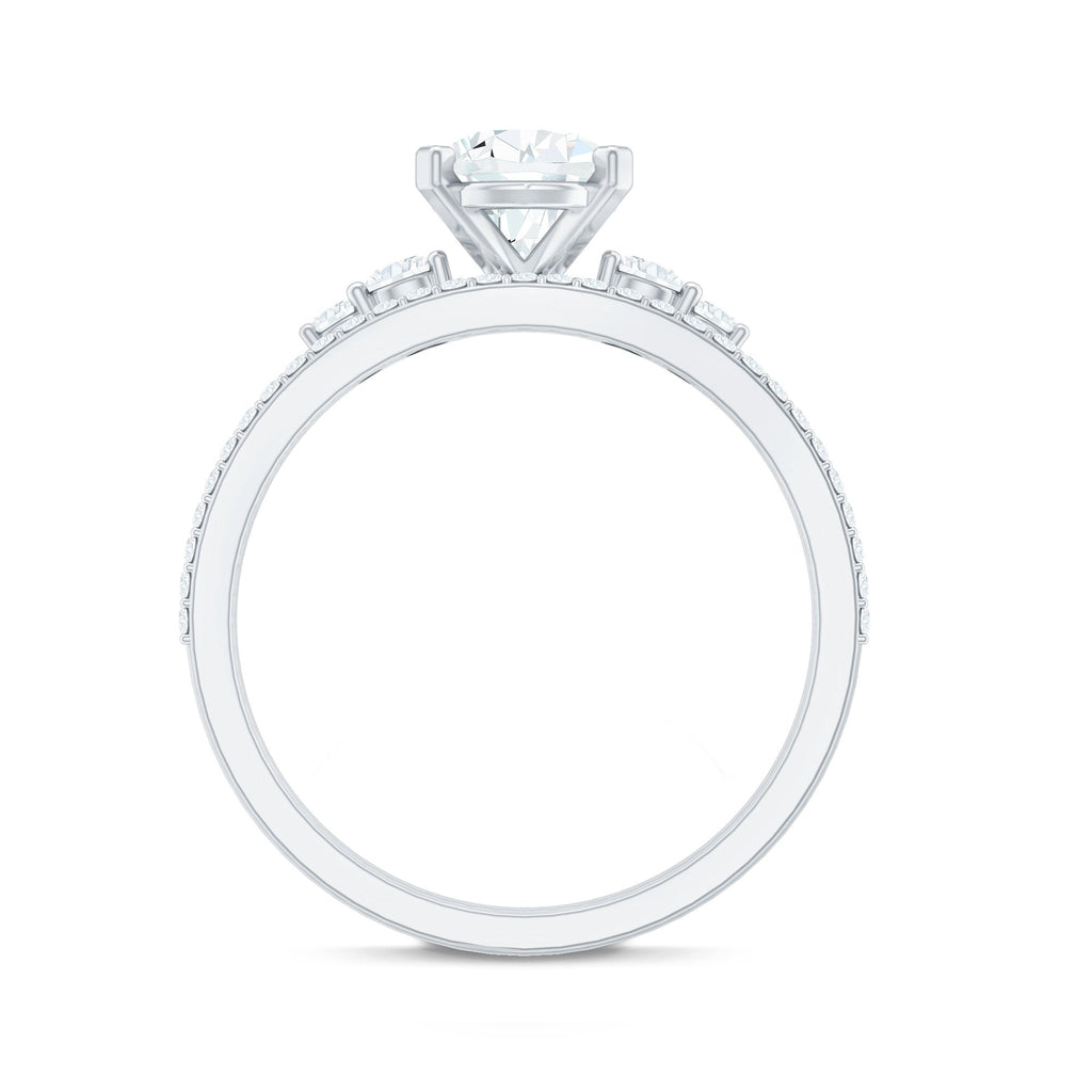 Certified Lab Grown Diamond 6X8 MM Teardrop Bridal Ring Set