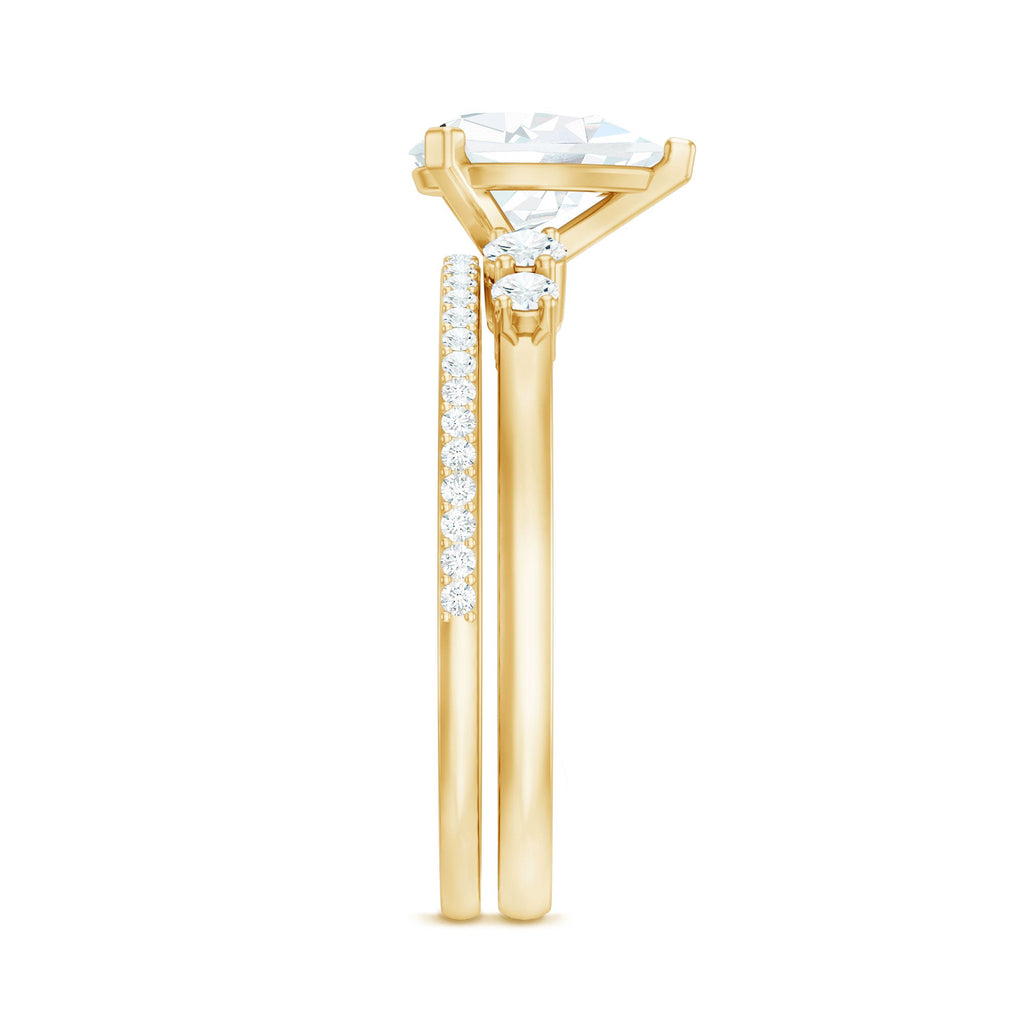 Certified Lab Grown Diamond 6X8 MM Teardrop Bridal Ring Set