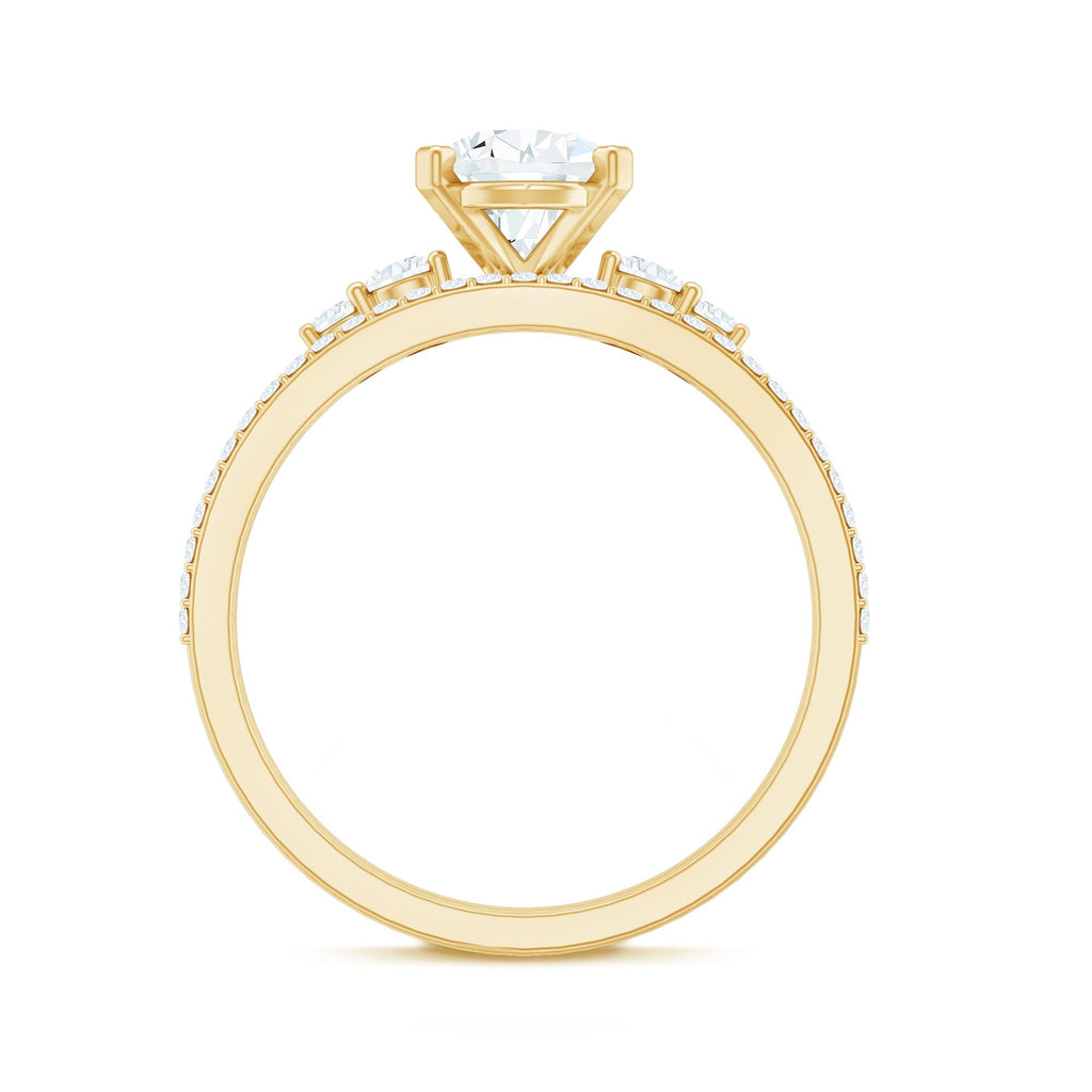 Certified Lab Grown Diamond 6X8 MM Teardrop Bridal Ring Set