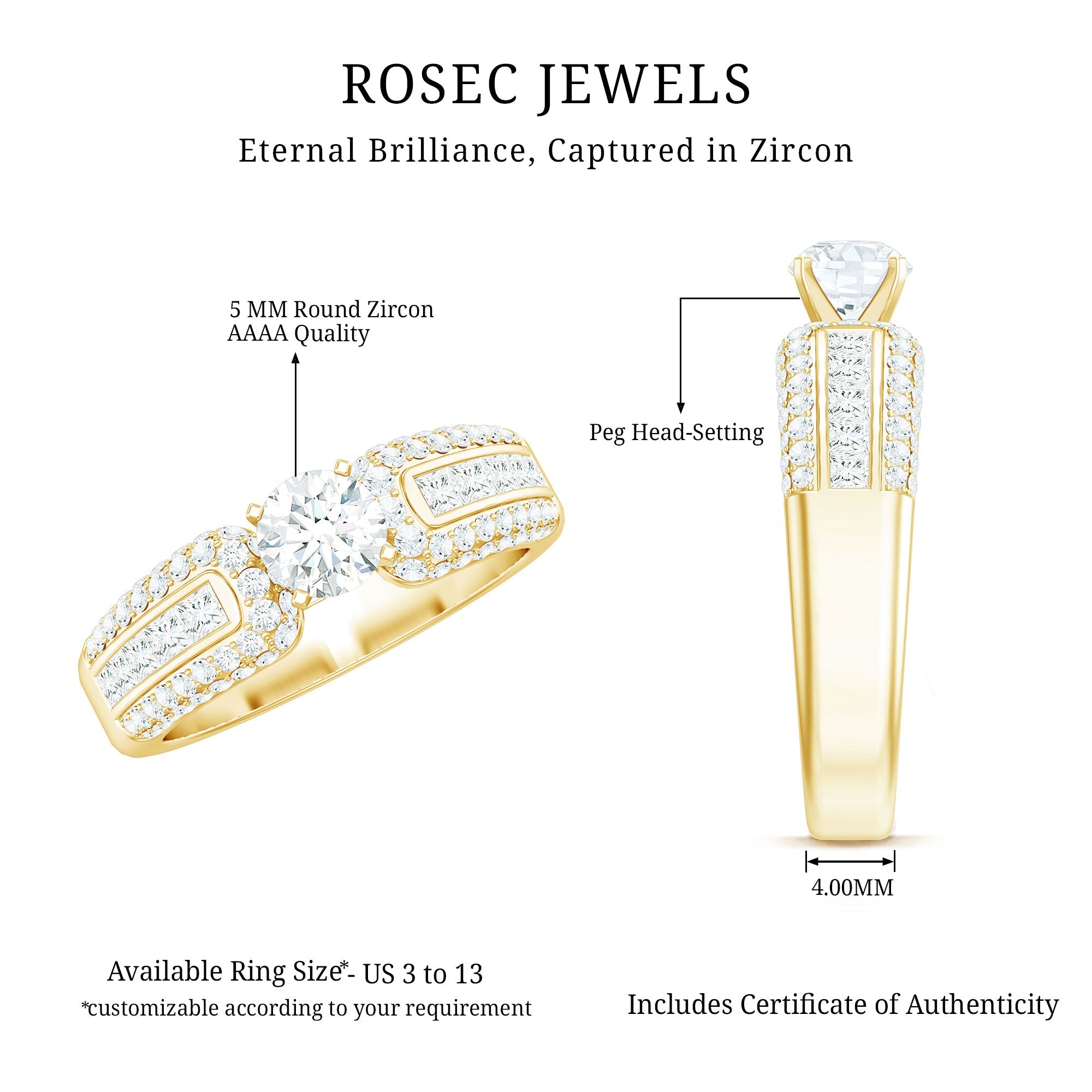 1.75 CT Cubic Zircon Statement Engagement Ring