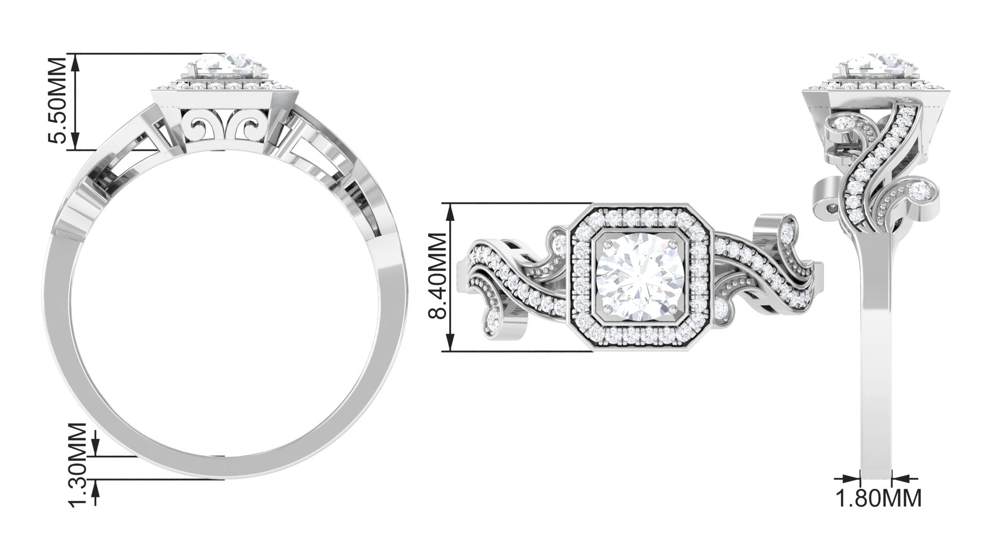 0.75 CT Zircon Engagement Ring