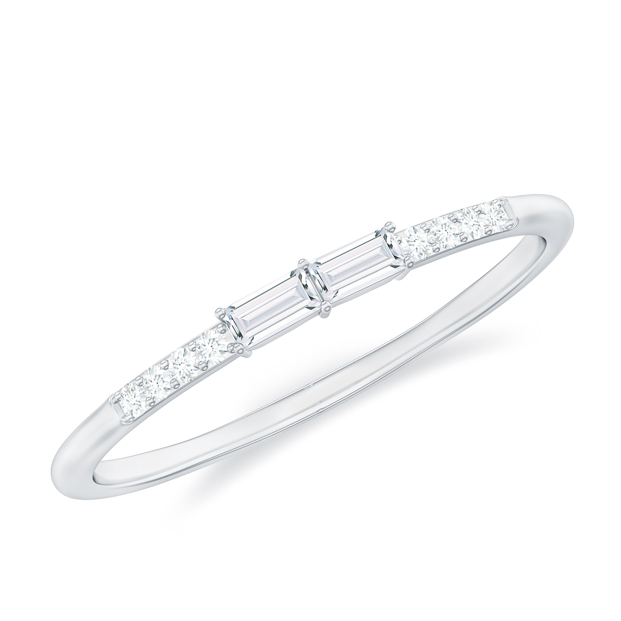 Baguette Diamond Stackable Ring in East West Style