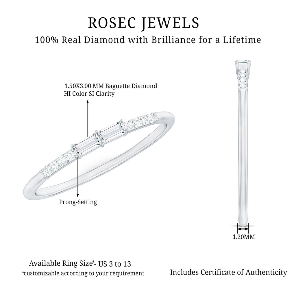 Baguette Diamond Stackable Ring in East West Style