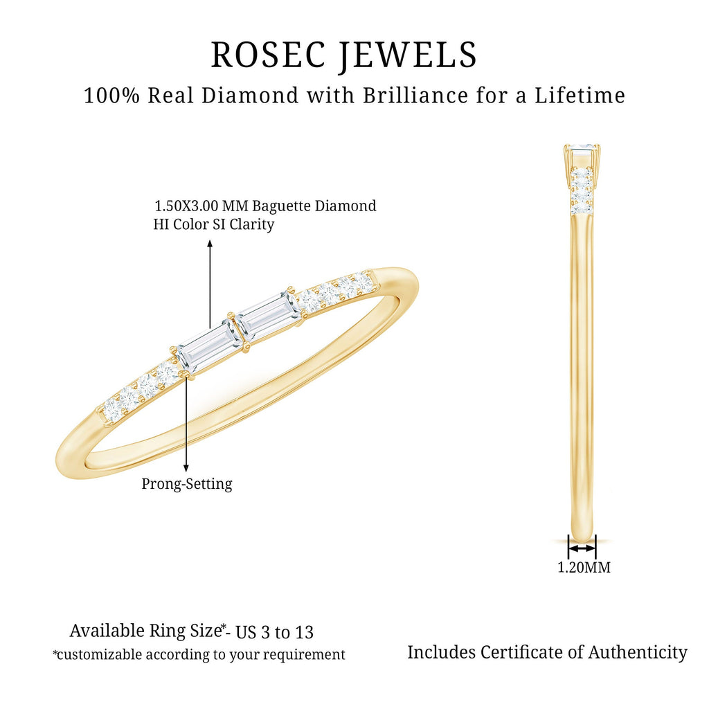 Baguette Diamond Stackable Ring in East West Style