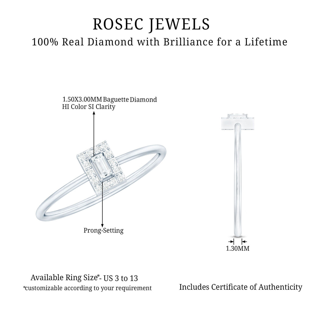 Baguette and Round Shape Diamond Dainty Ring