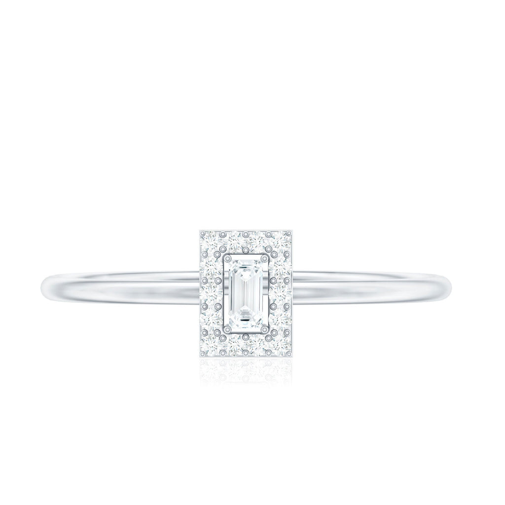 Baguette and Round Shape Diamond Dainty Ring