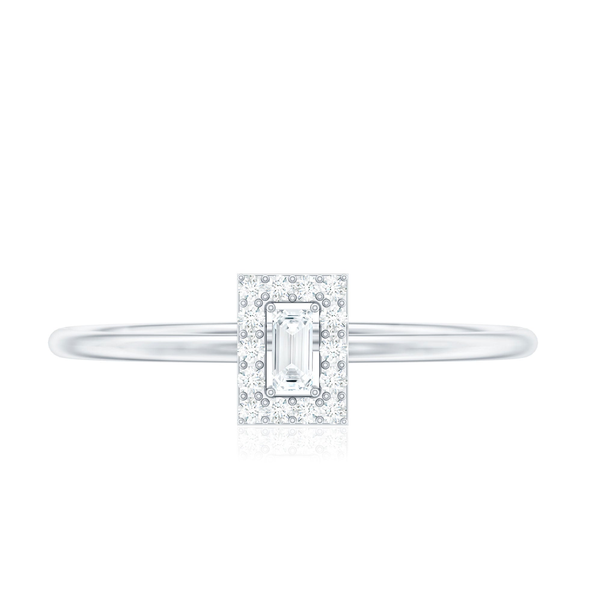 Baguette and Round Shape Diamond Dainty Ring