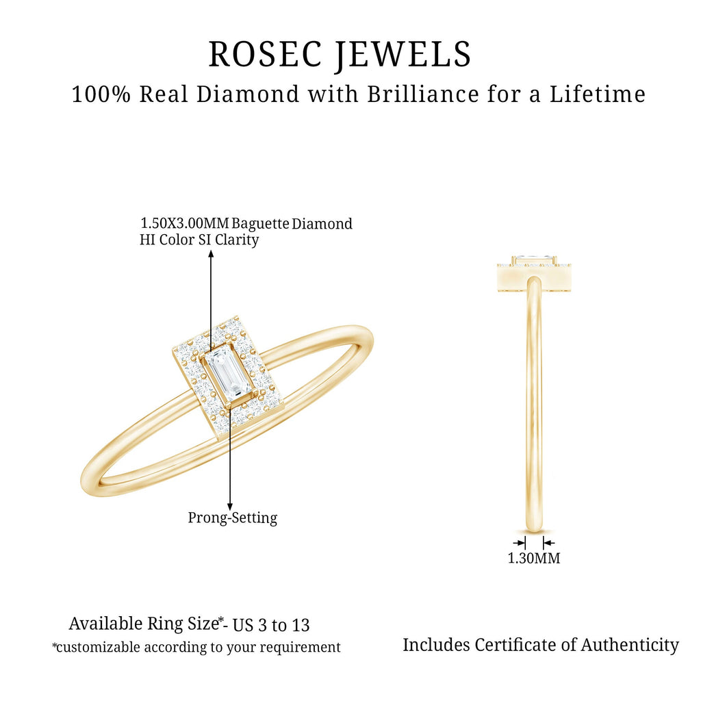 Baguette and Round Shape Diamond Dainty Ring