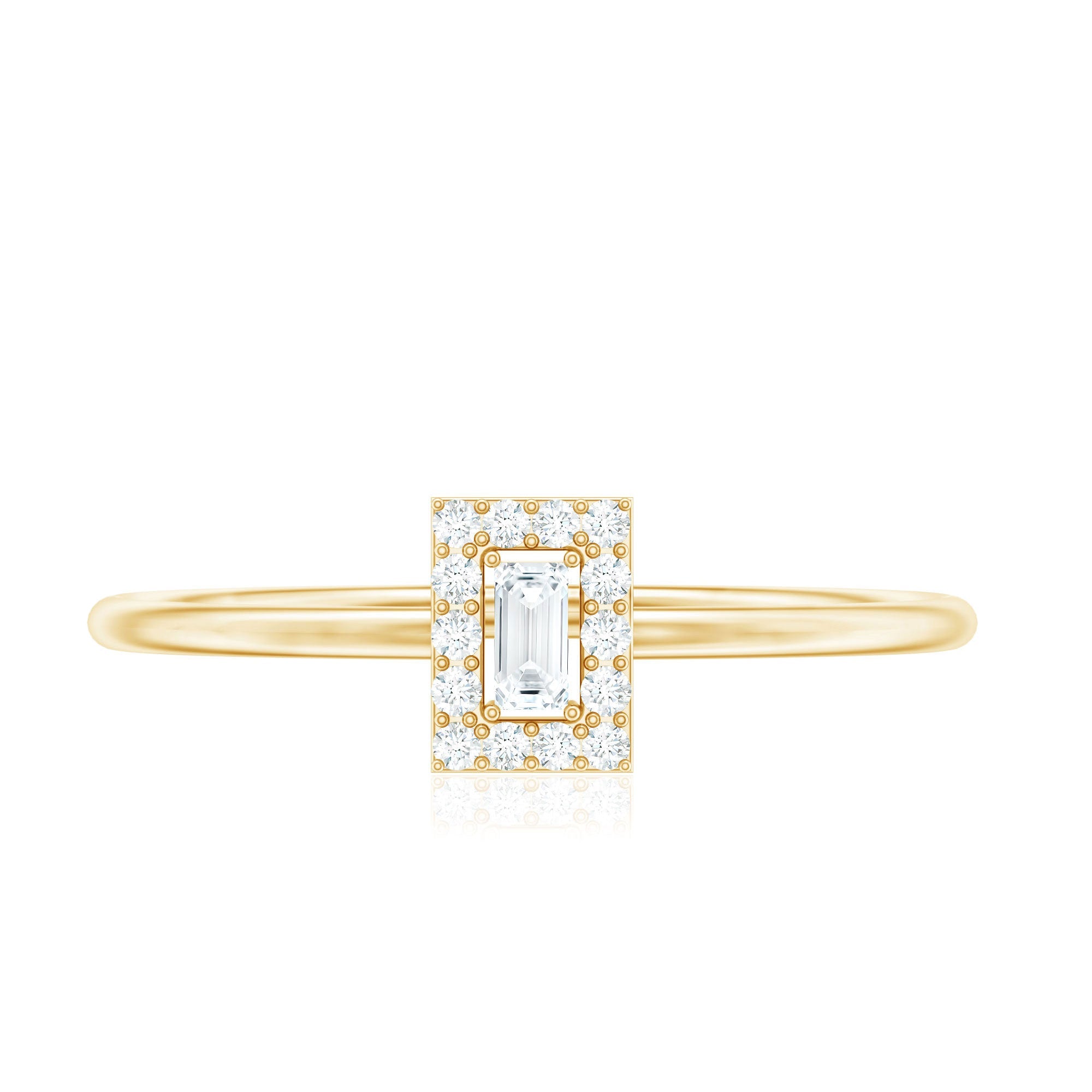 Baguette and Round Shape Diamond Dainty Ring