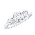 Round Cut Certified Moissanite Three Stone Engagement Ring for Women