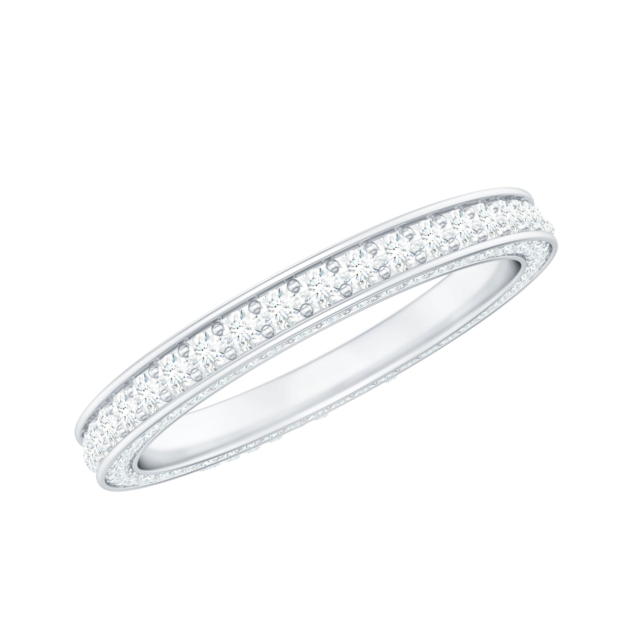 Round Cut Moissanite Full Eternity Wedding Band Ring