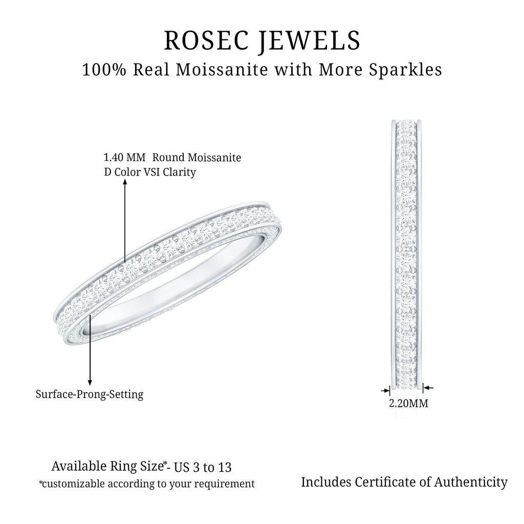 Round Cut Moissanite Full Eternity Wedding Band Ring