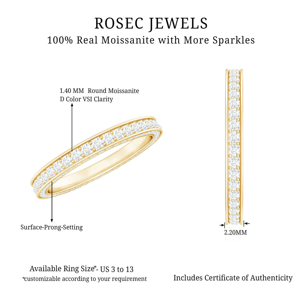 Round Cut Moissanite Full Eternity Wedding Band Ring