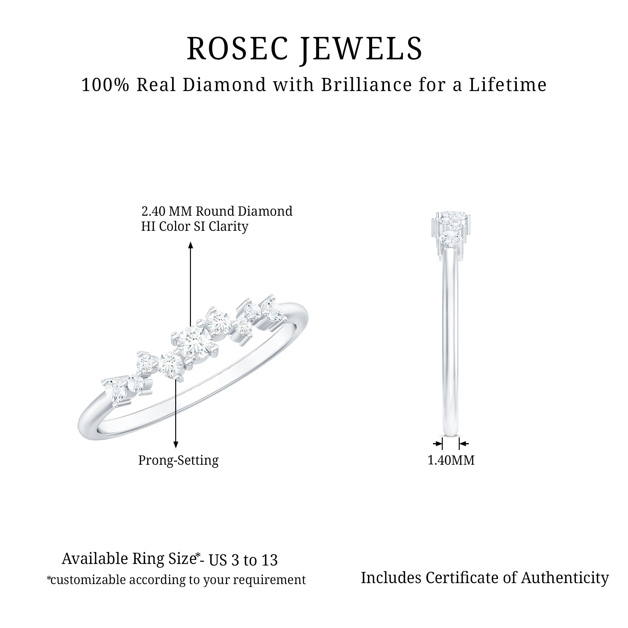 Brilliant Cut Diamond Wedding Band for Women