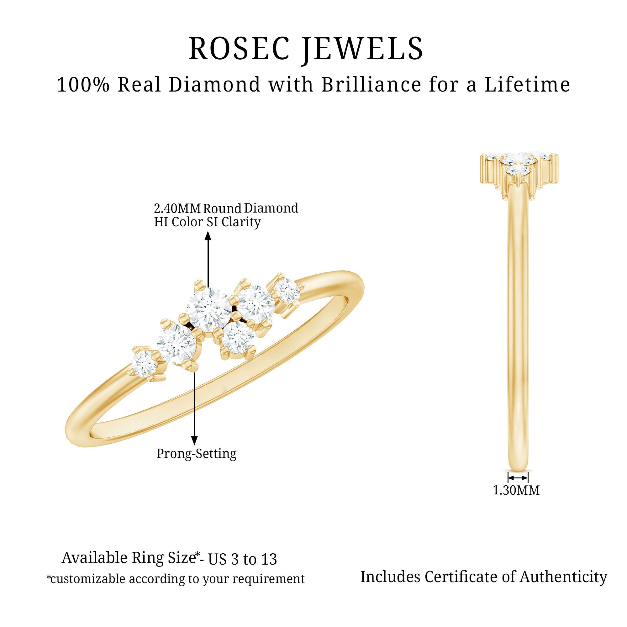 Certified Diamond Cluster Promise Ring in Prong Setting