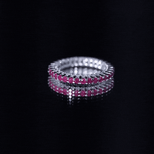 Round Ruby and Diamond Eternity Wedding Band
