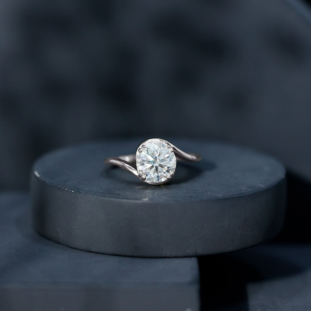 2 CT Round Moissanite Bypass Engagement Ring in Gold