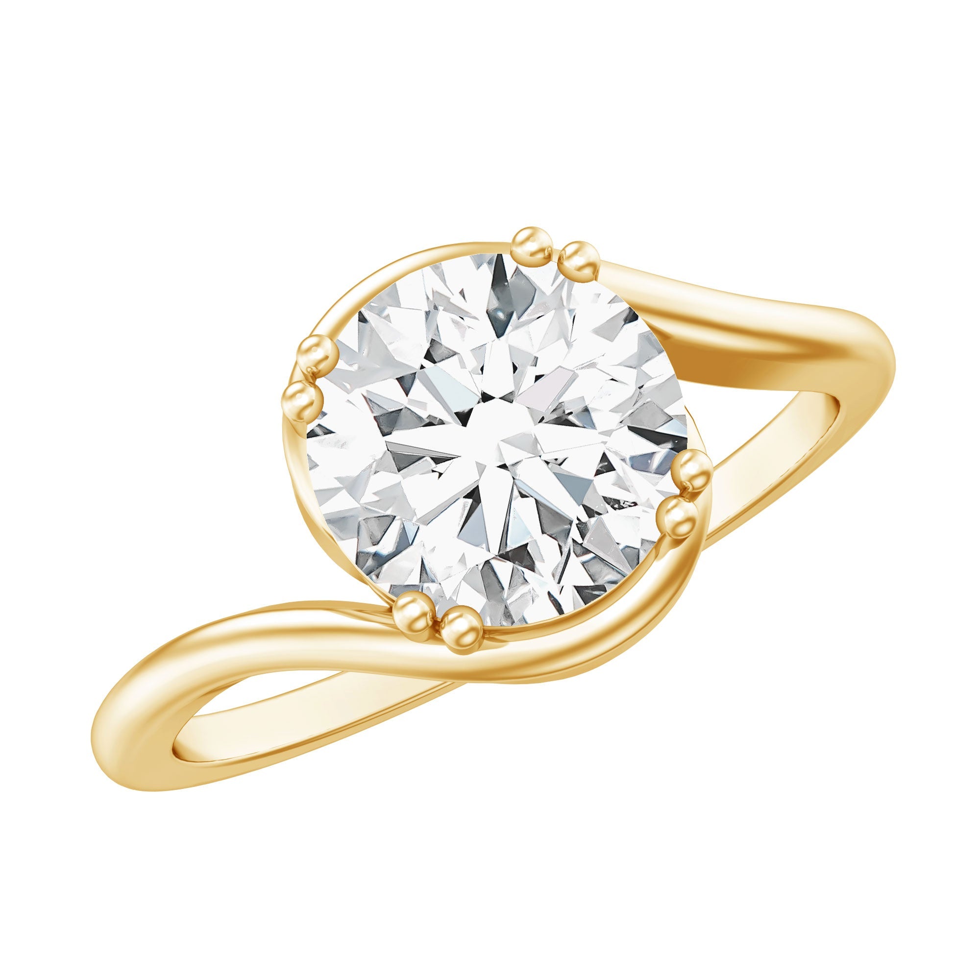 2 CT Round Moissanite Bypass Engagement Ring in Gold