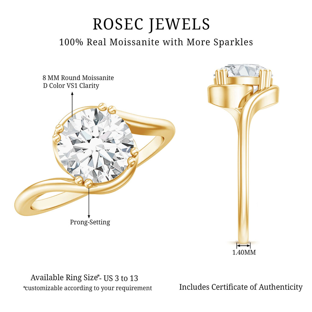 2 CT Round Moissanite Bypass Engagement Ring in Gold