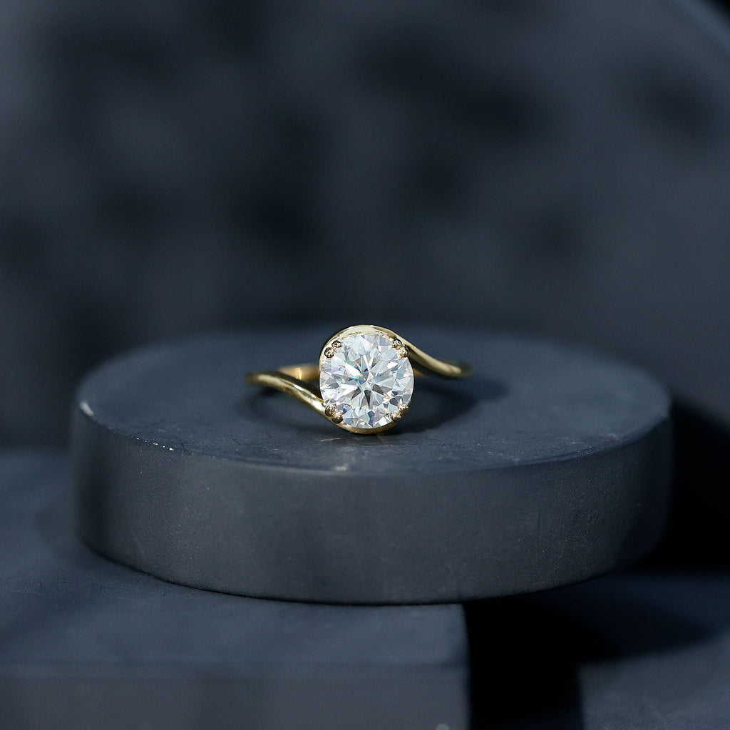 2 CT Round Moissanite Bypass Engagement Ring in Gold