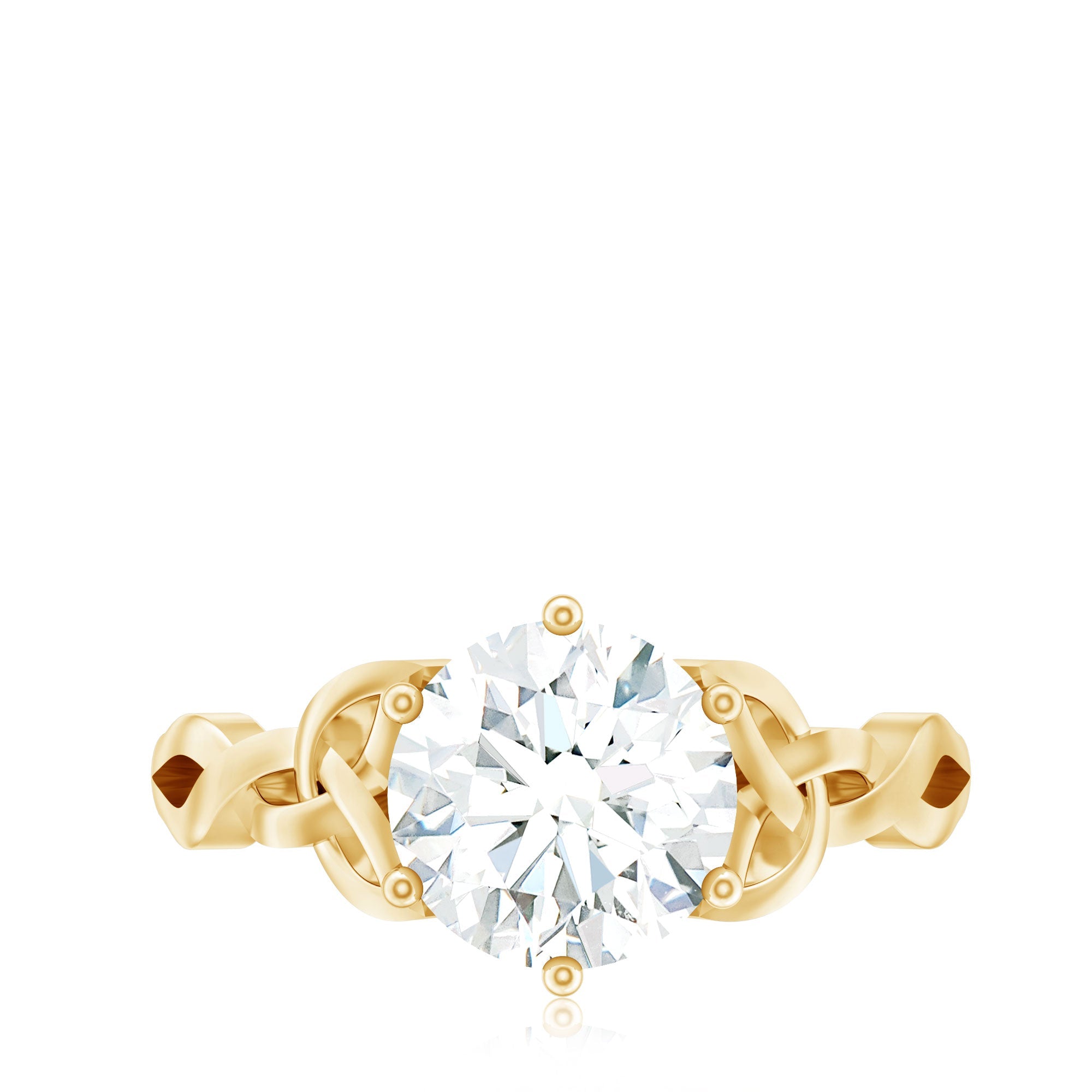 8 MM Round Cut Moissanite Celtic Design Engagement Ring