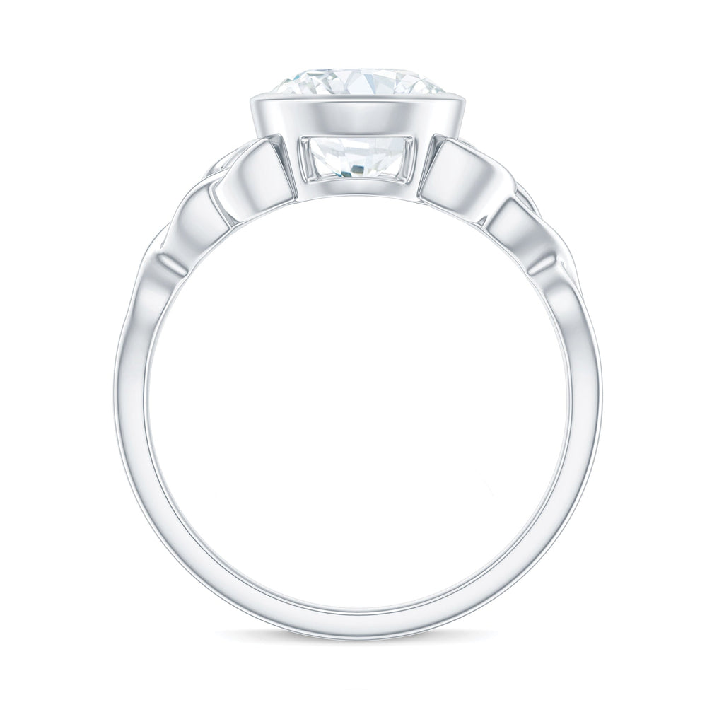 Solitaire Moissanite Celtic Knot Engagement Ring in Bezel Setting