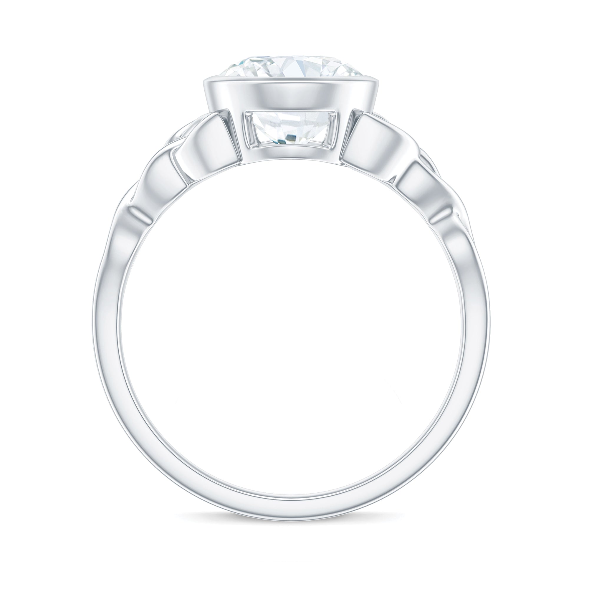 Solitaire Moissanite Celtic Knot Engagement Ring in Bezel Setting