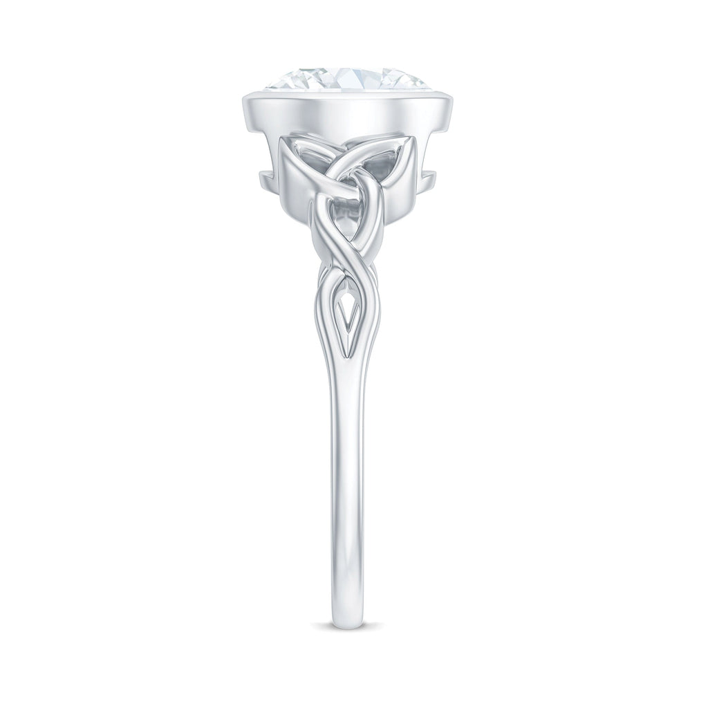 Solitaire Moissanite Celtic Knot Engagement Ring in Bezel Setting
