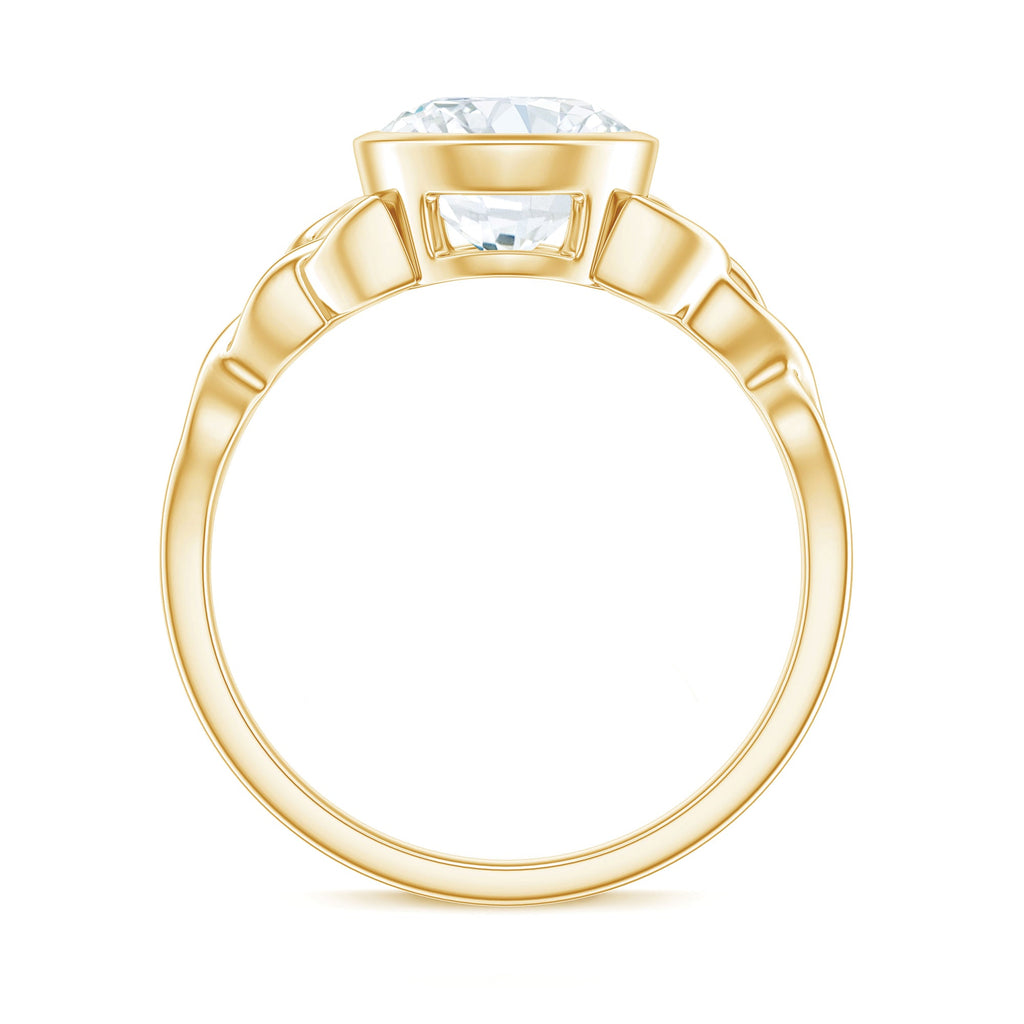 Solitaire Moissanite Celtic Knot Engagement Ring in Bezel Setting