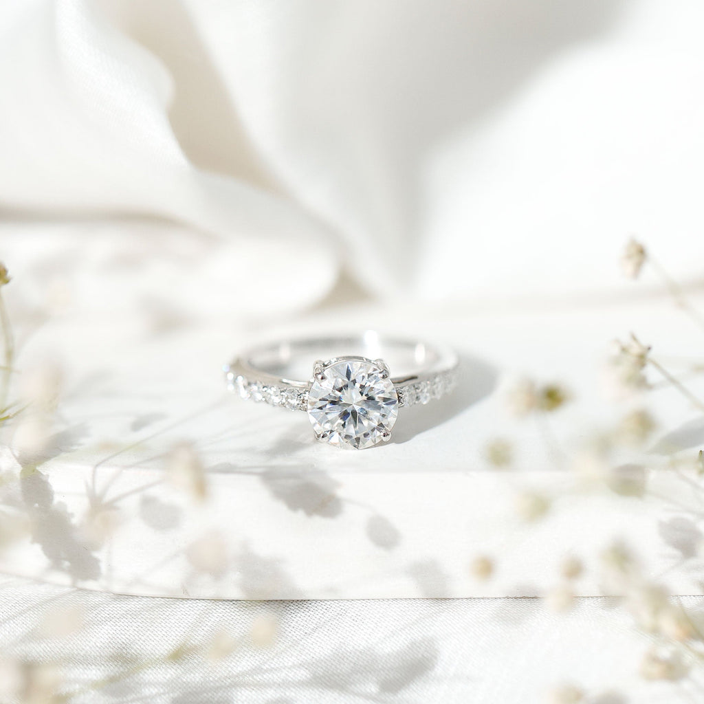 3 CT Round Shape Certified Moissanite Solitaire Engagement Ring