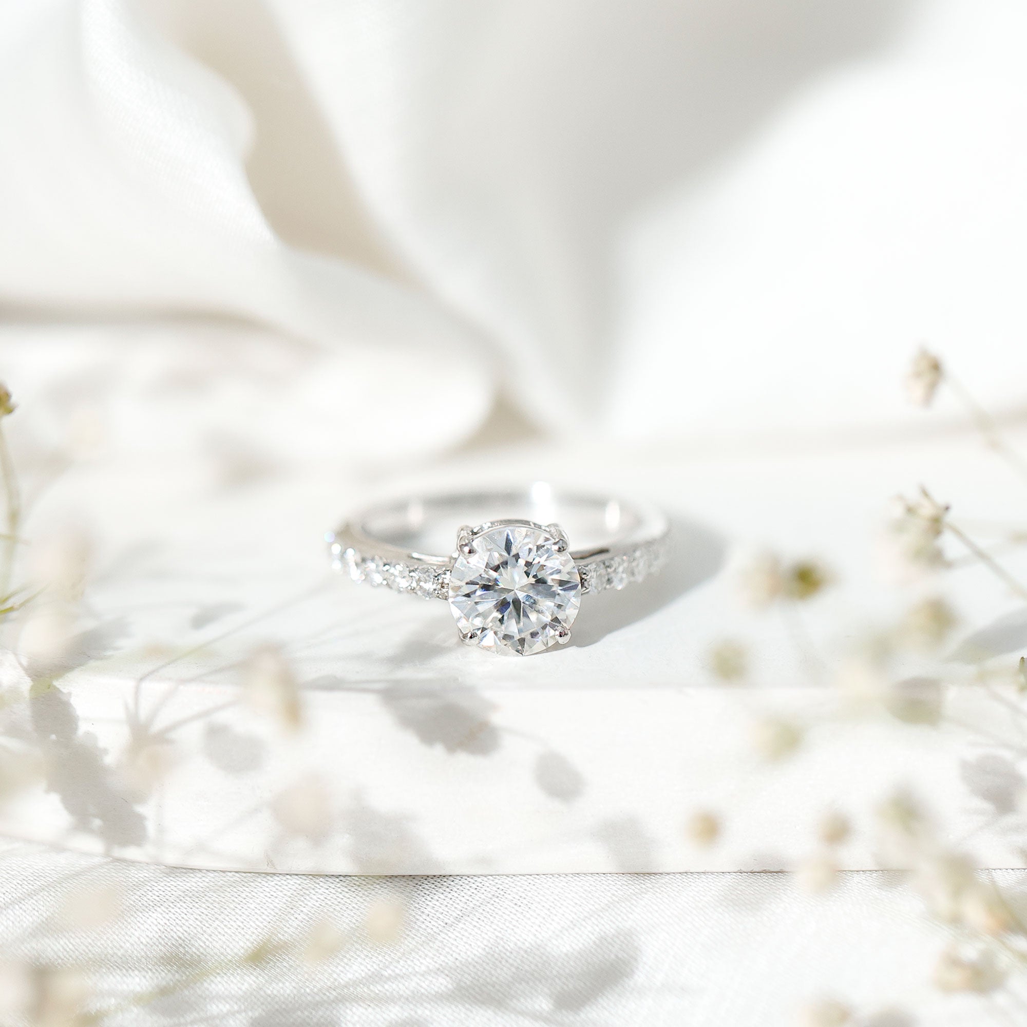 3 CT Round Shape Certified Moissanite Solitaire Engagement Ring