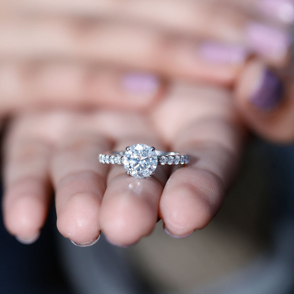 3 CT Round Shape Certified Moissanite Solitaire Engagement Ring