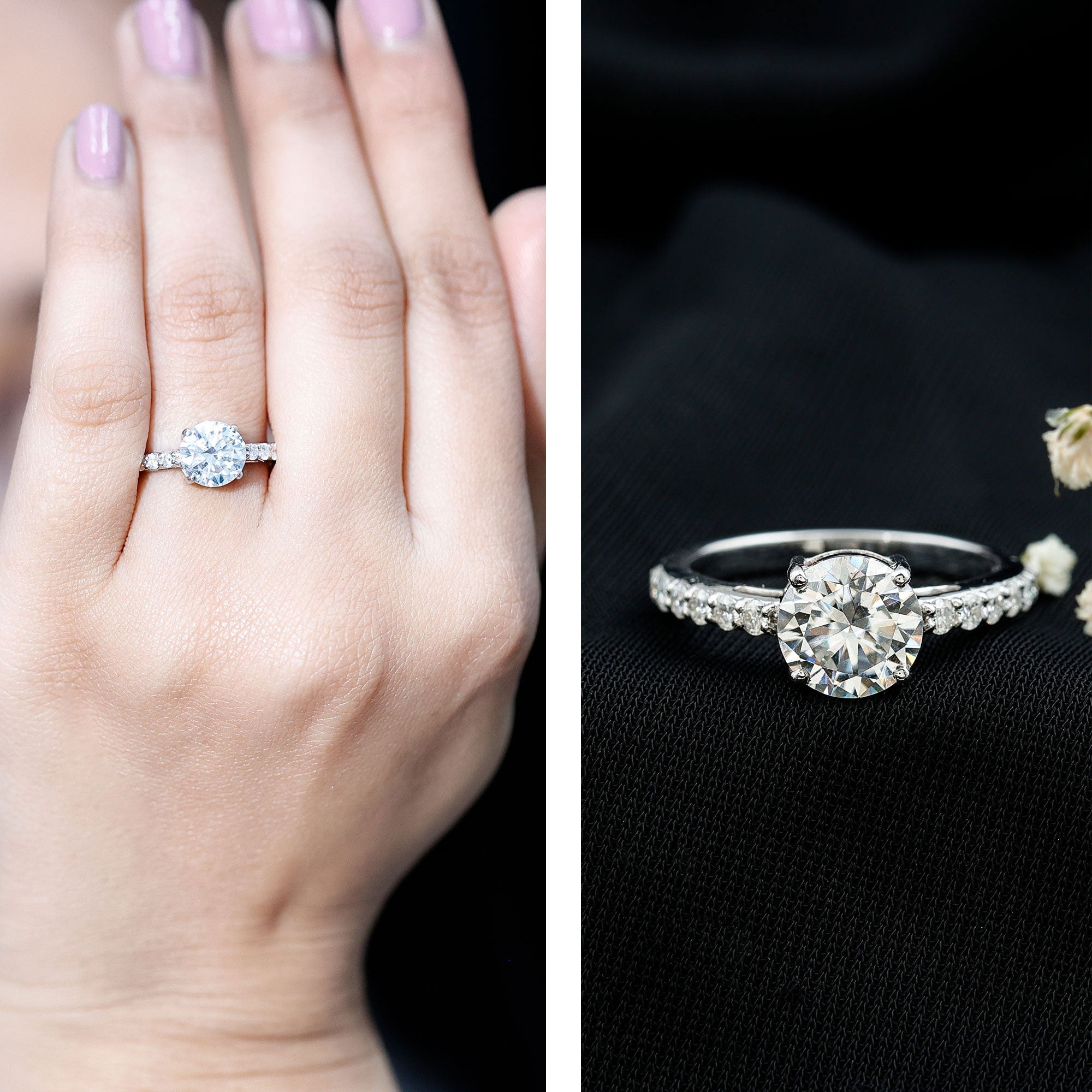 3 CT Round Shape Certified Moissanite Solitaire Engagement Ring