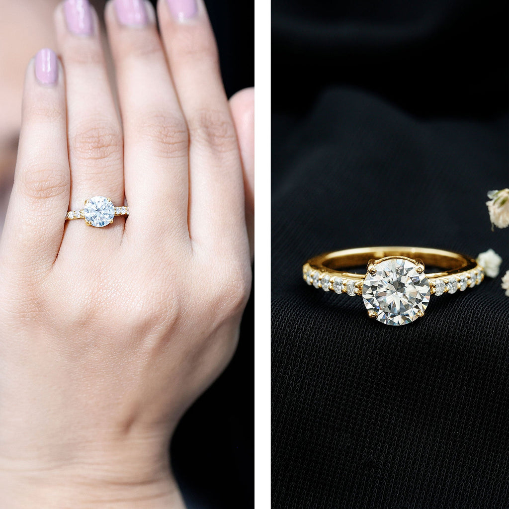 3 CT Round Shape Certified Moissanite Solitaire Engagement Ring