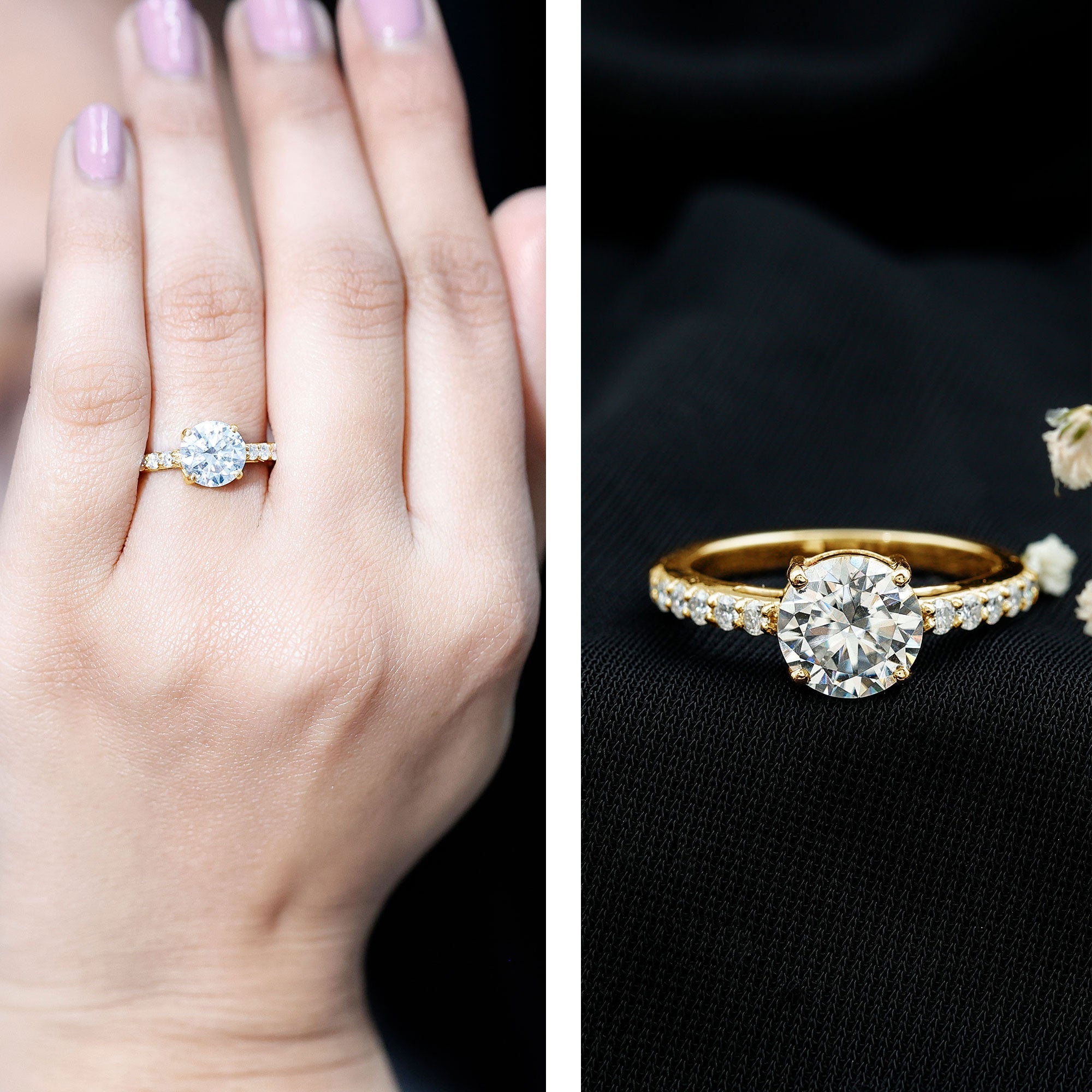 3 CT Round Shape Certified Moissanite Solitaire Engagement Ring