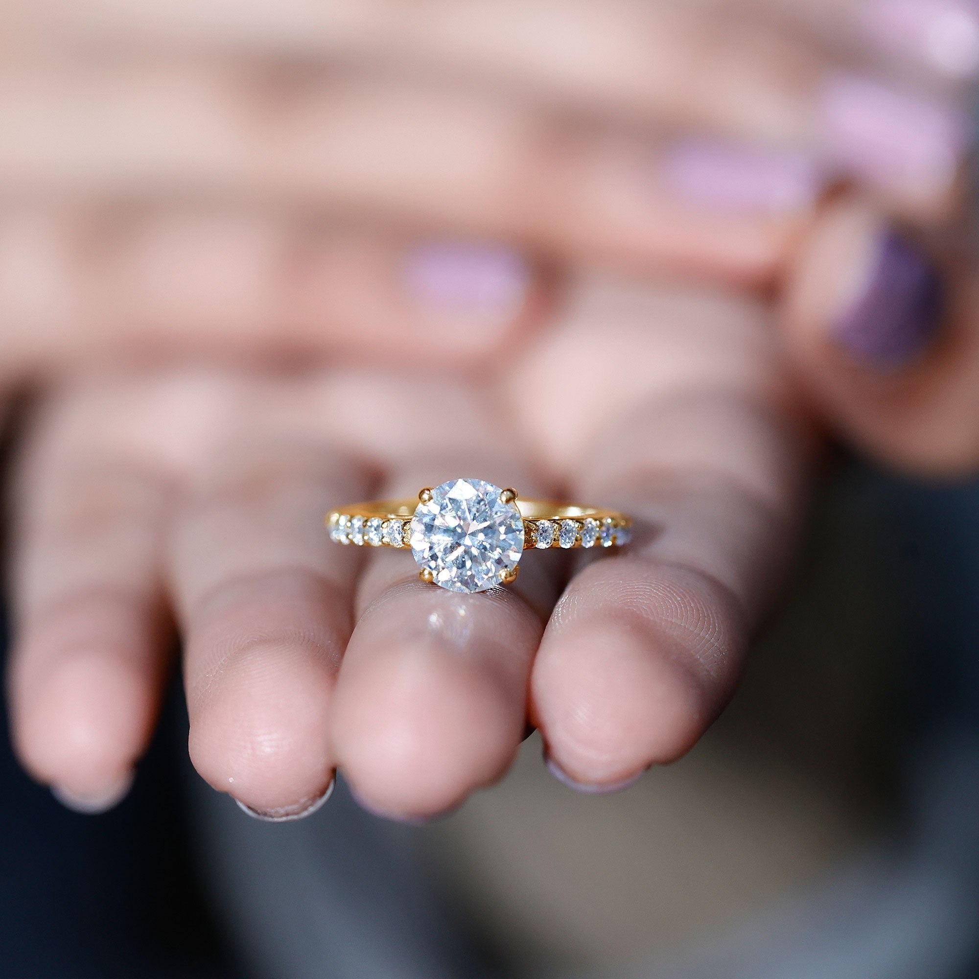3 CT Round Shape Certified Moissanite Solitaire Engagement Ring