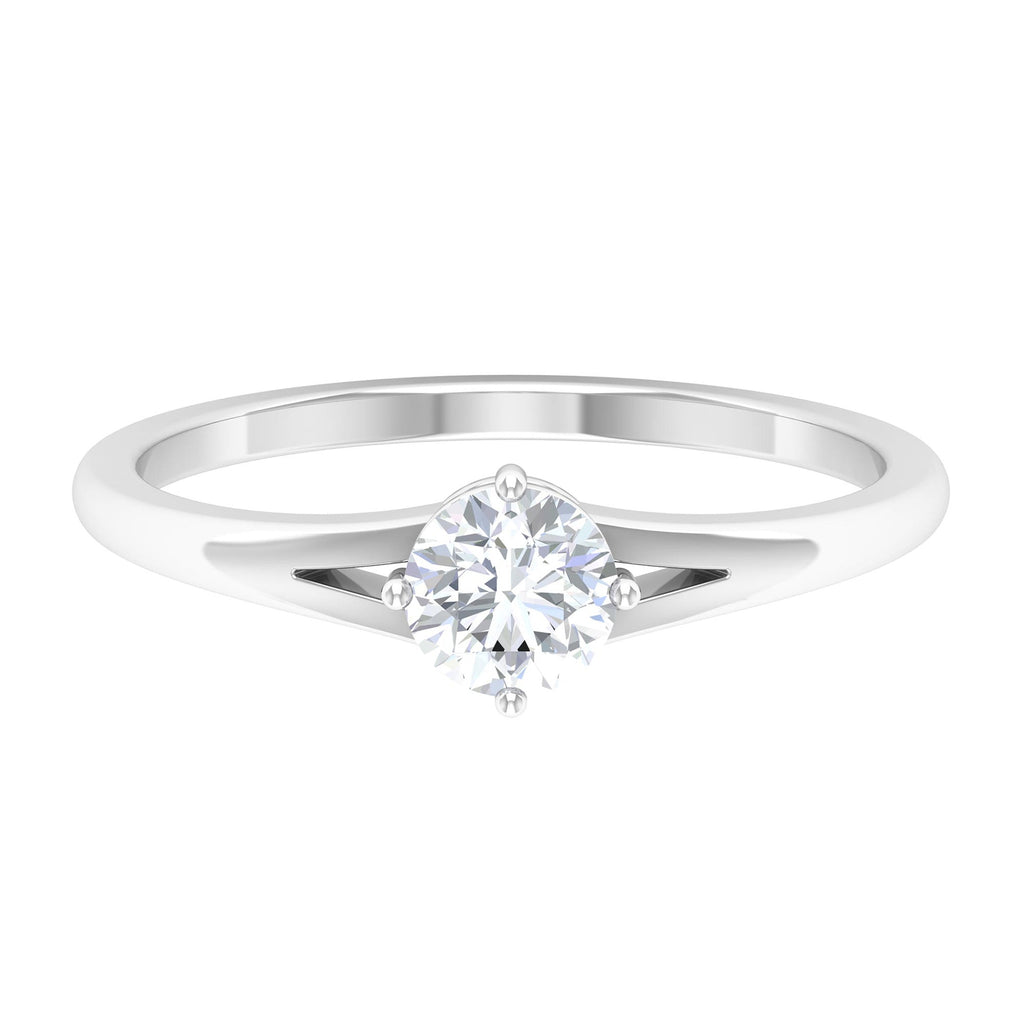 5 MM Round Cut Zircon Solitaire Ring in Gold with Split Shank